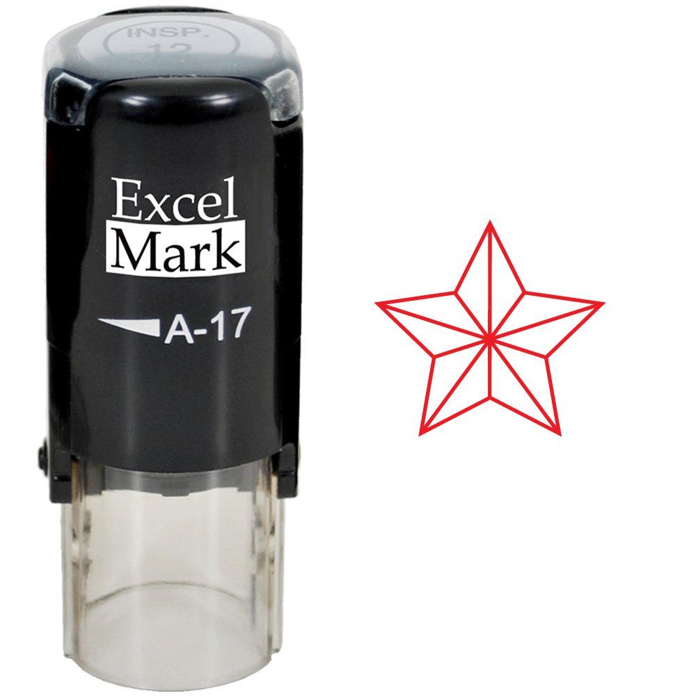 Star - ExcelMark Self-Inking Round Teacher Stamp - Red Ink