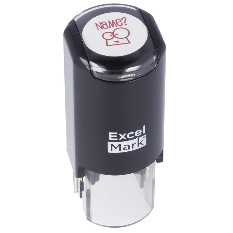 Name? - ExcelMark Self-Inking Round Teacher Stamp - Red Ink