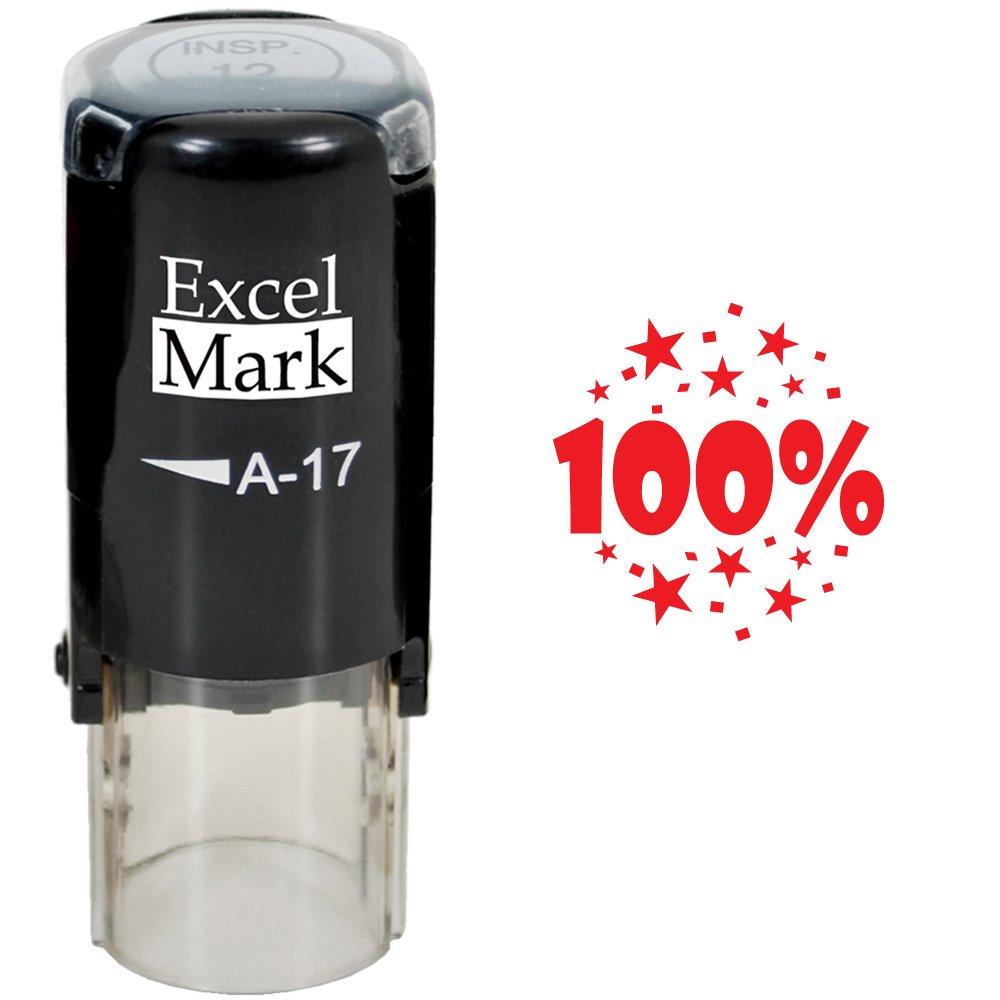 100% - ExcelMark Self-Inking Round Teacher Stamp - Red Ink