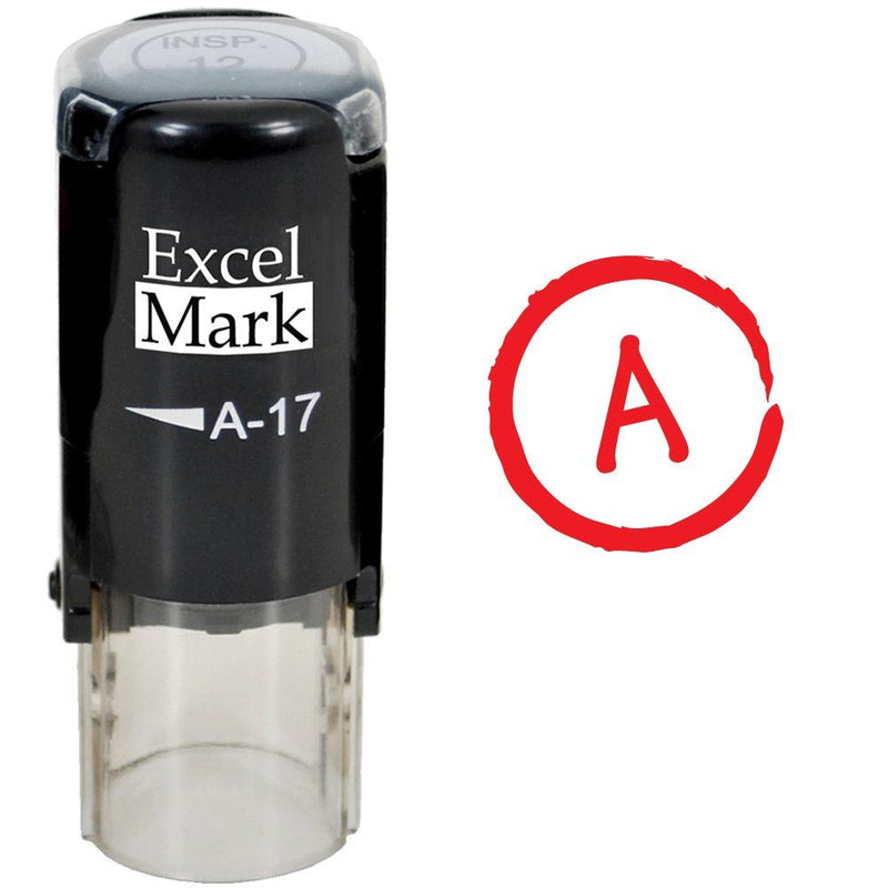 Grade A - ExcelMark Self-Inking Round Teacher Stamp - Red Ink