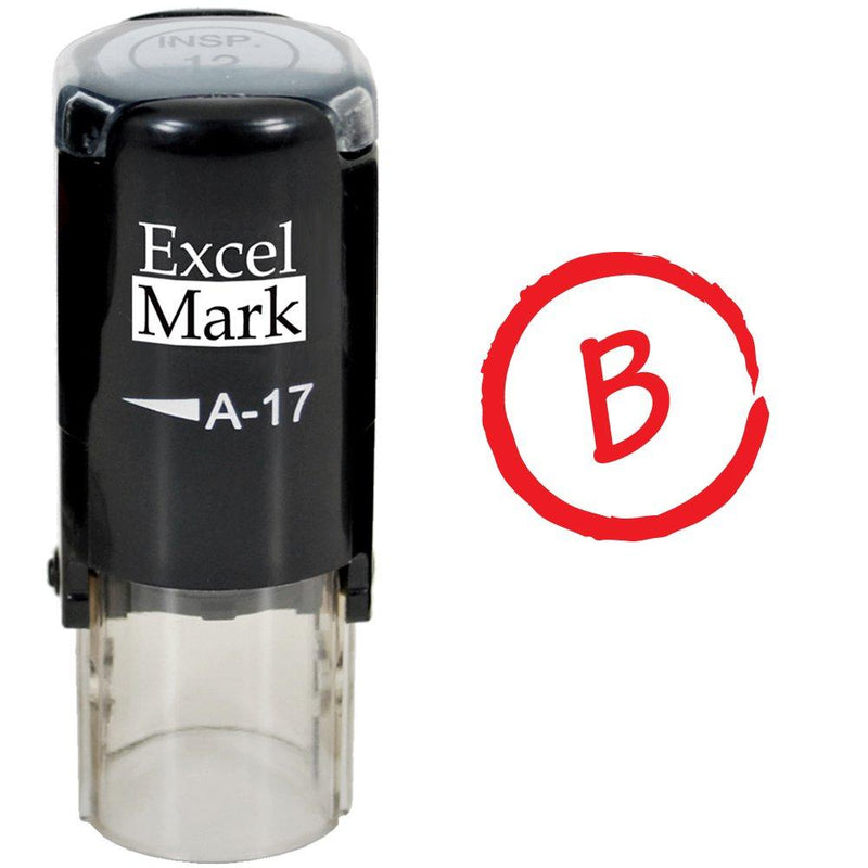 Grade B - ExcelMark Self-Inking Round Teacher Stamp - Red Ink