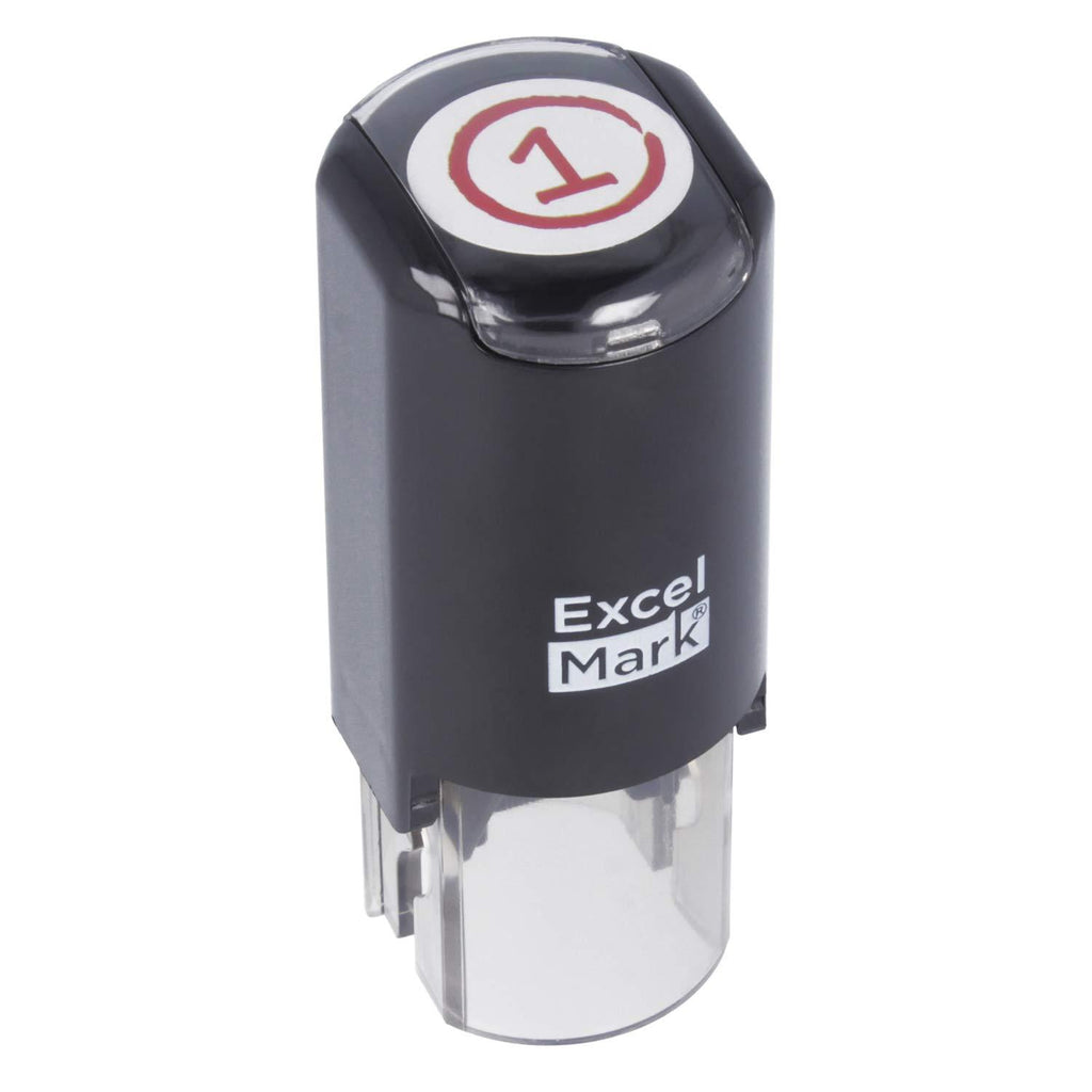 Grade Score 1 - ExcelMark Self-Inking Round Teacher Stamp - Red Ink