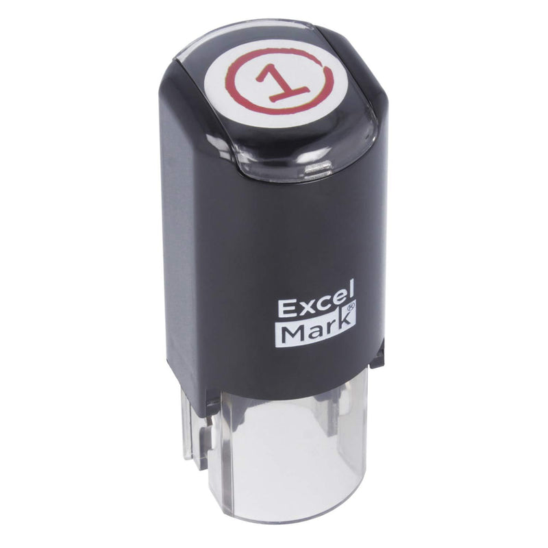 Grade Score 1 - ExcelMark Self-Inking Round Teacher Stamp - Red Ink