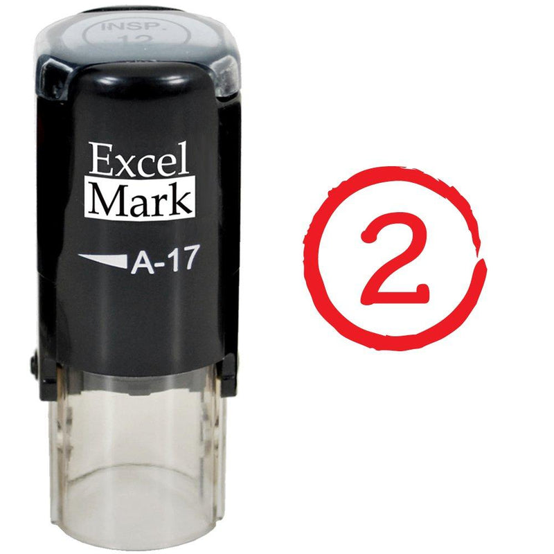 Grade Score 2 - ExcelMark Self-Inking Round Teacher Stamp - Red Ink