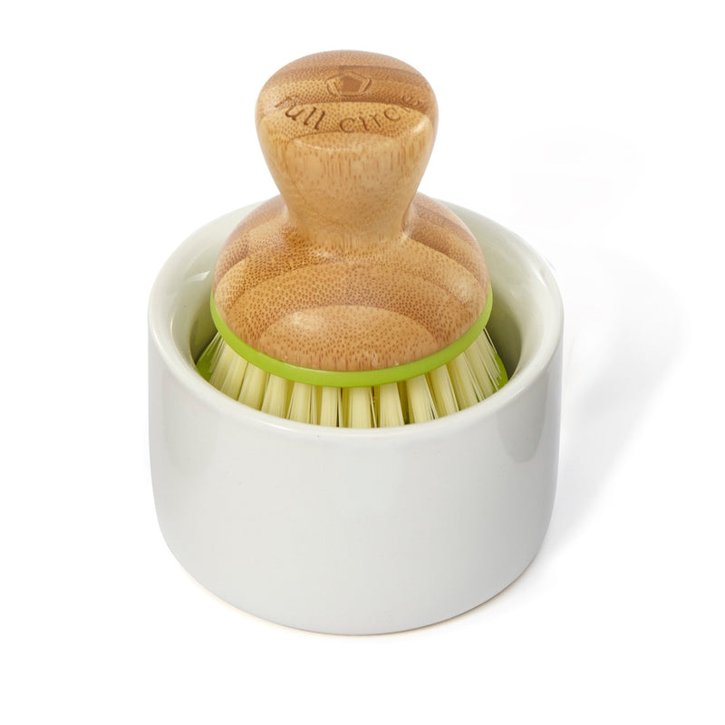 Full Circle Bubble Up Ergonomic Bamboo Handle, Dish Brush + Dispenser, Green