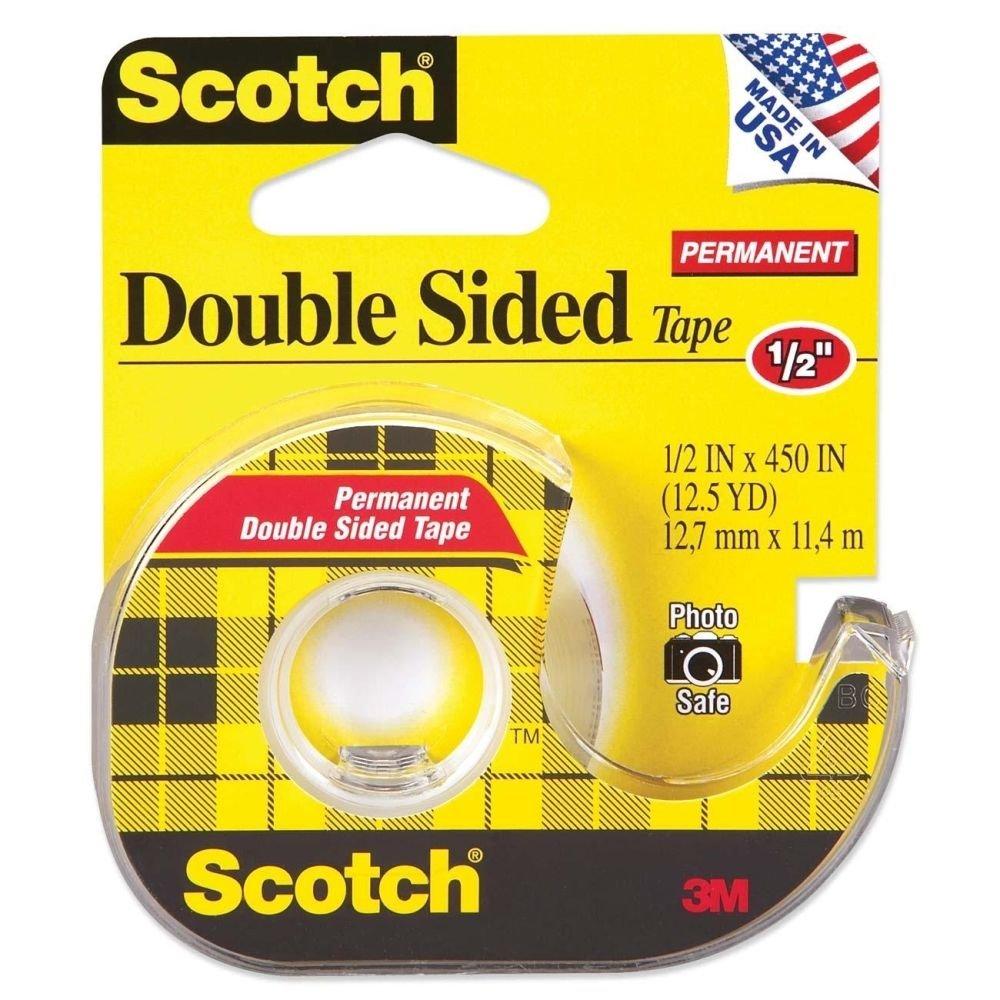 Scotch 137 Double-sided Tape,w/Dispenser,Permanent,1/2-Inch x450-Inch ,CL