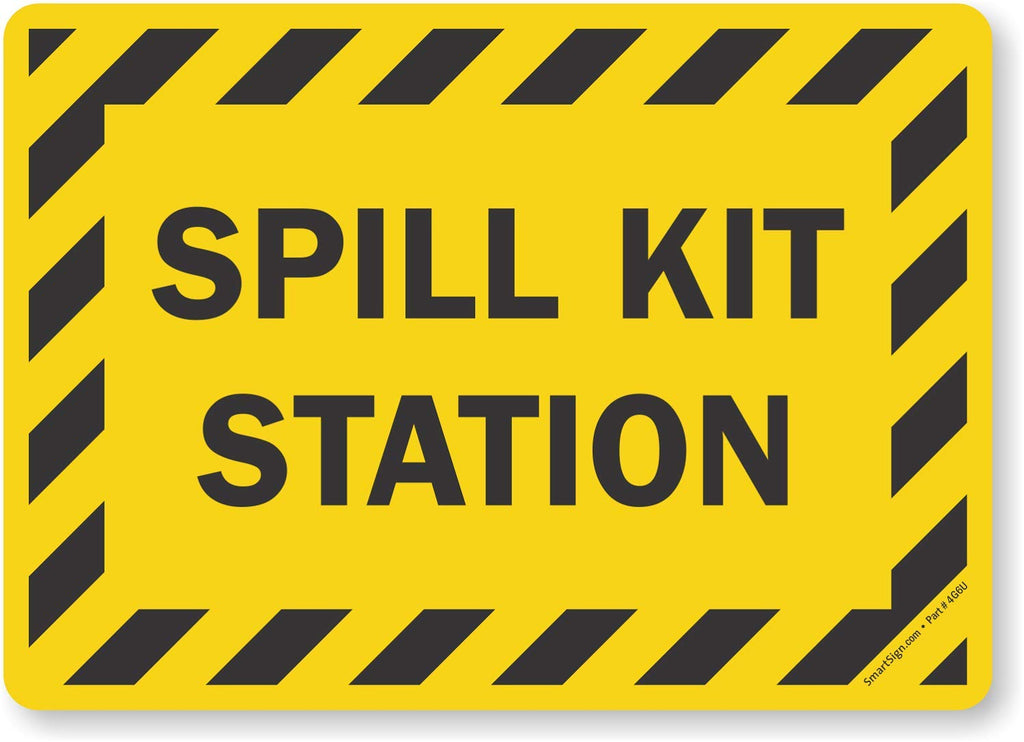 SmartSign - LB-1495-EU-14 "Spill Kit Station" Label | 10" x 14" Laminated Vinyl Black on Yellow 10" x 14" Durable Non-Reflective Decal