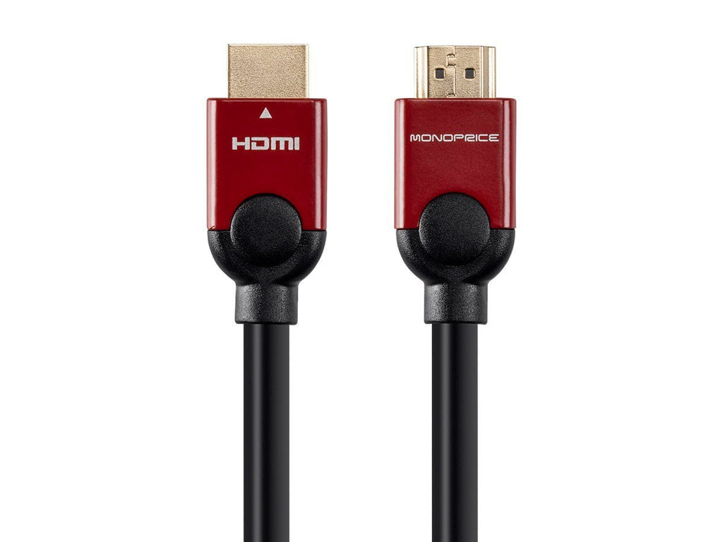 Monoprice HDMI High Speed Cable - 3 Feet - Red, 4K@60Hz, HDR, 18Gbps, 28AWG, YUV 4:4:4 - Select Metallic Series