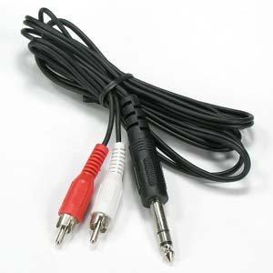 15ft 1/4" Stereo Plug to 2 RCA Cables - Compatible with Amplifiers, Instruments, Microphones, and Home Stereos 15 Feet Black