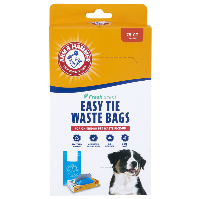 Arm & Hammer 71041 Easy-Tie Waste Bags, Blue, 75-Pack