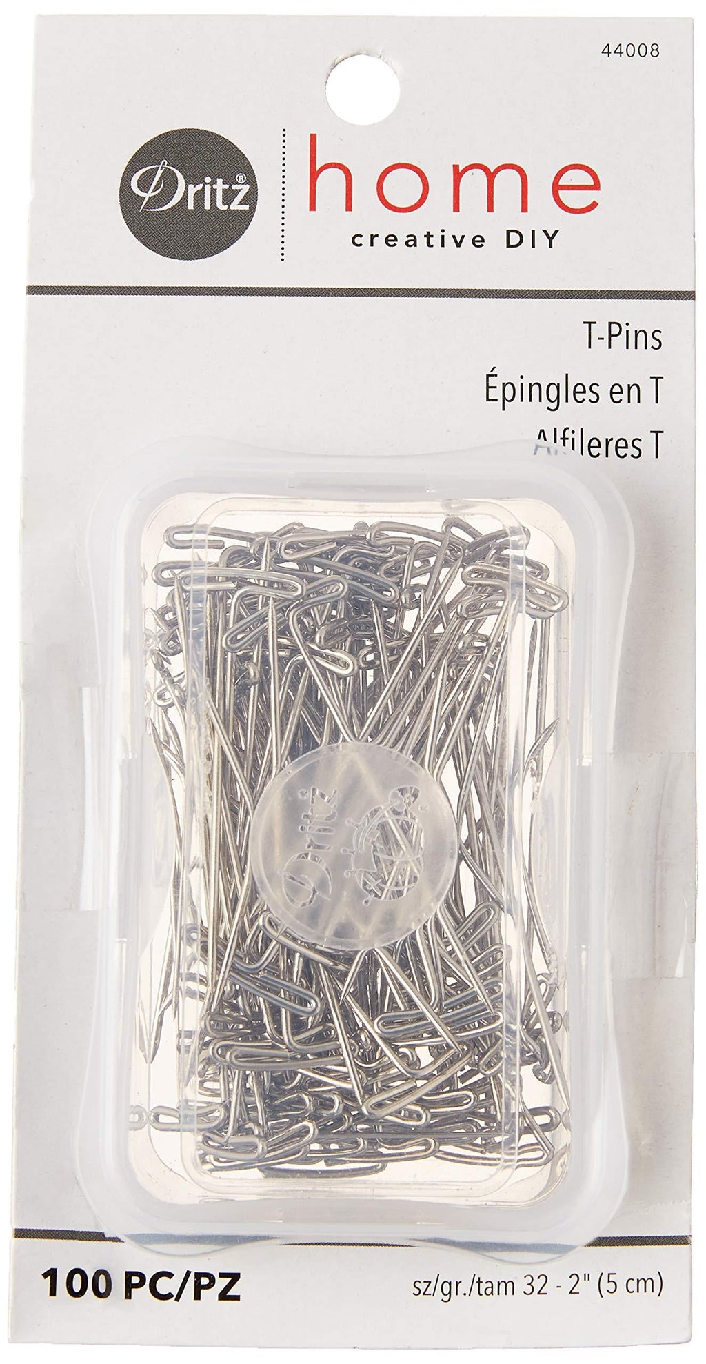 Dritz 2" T-Pins, 100-Pack, Nickel, 100