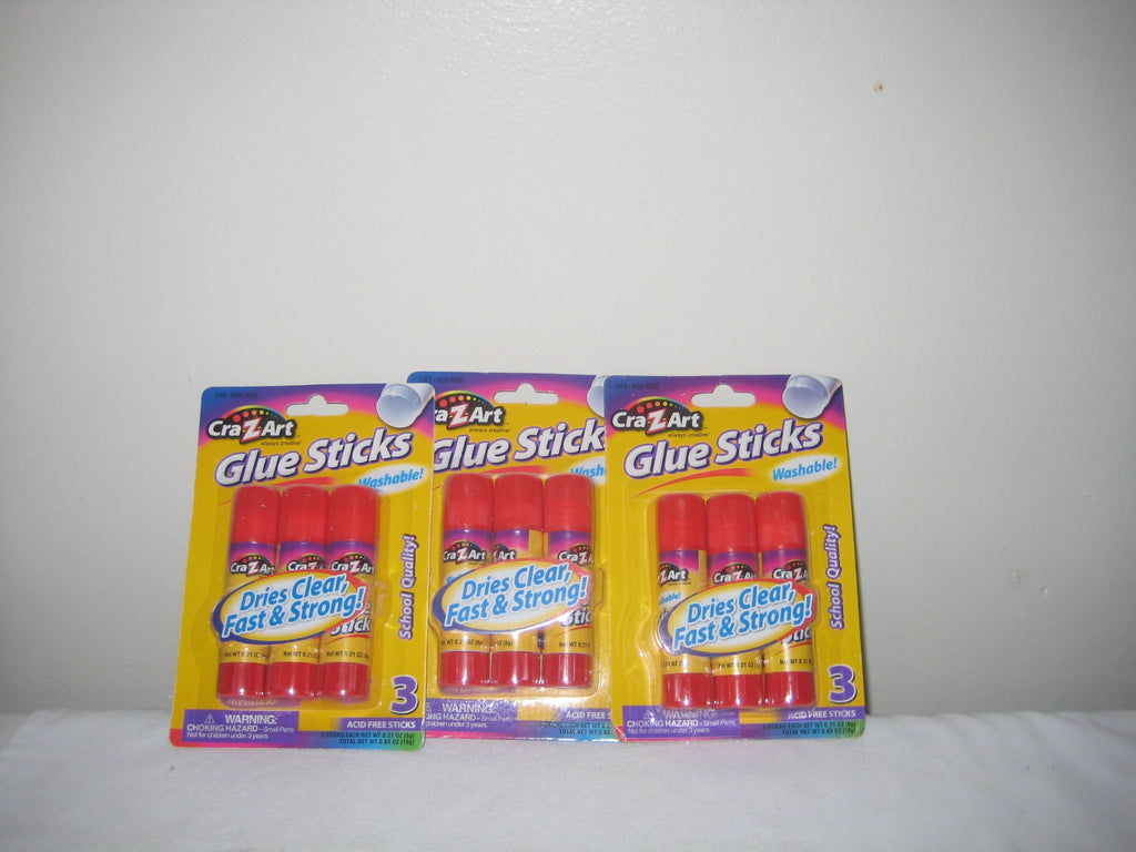 Cra-Z-Art Washable Glue Sticks 3 pc in each packet (3 Pack)