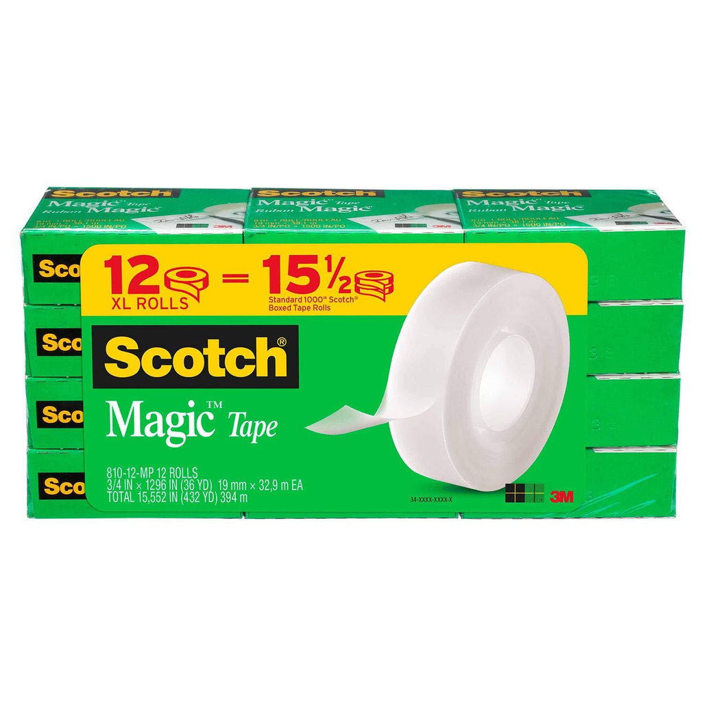 Scotch 810 Magic Tape, 3/4" x 1296" - 12 Rolls