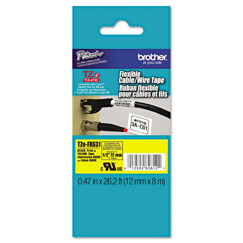 BRTTZEFX631 - TZe Flexible Tape Cartridge for P-Touch Labelers Yellow