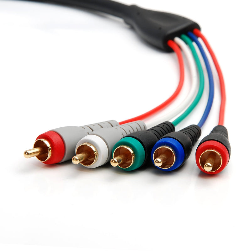 BlueRigger Component Video Cable with Audio (6FT, RCA- 5 Cable, Supports 1080i) - Compatible with DVD Players, VCR, Camcorder, Projector 6FT