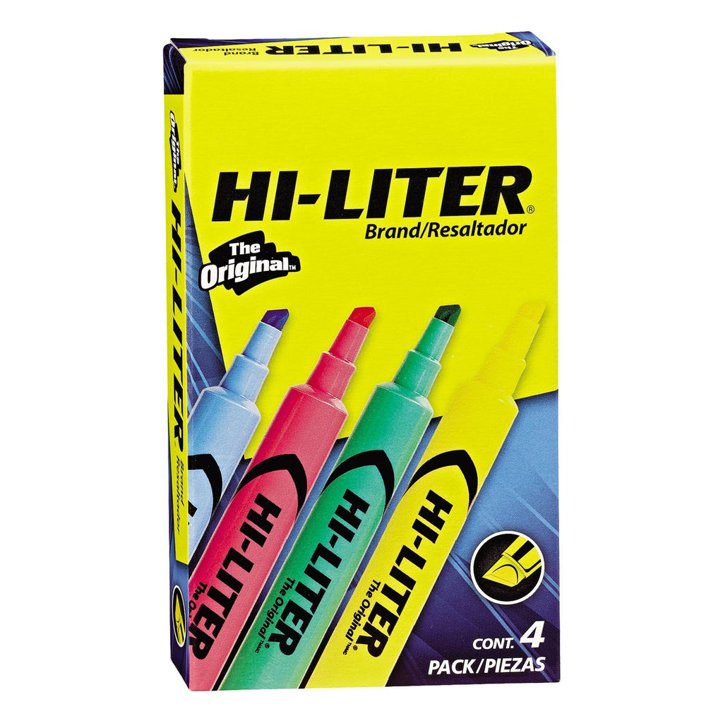 Avery 17752 HI-LITER Desk-Style Highlighter, Chisel Tip, Assorted Colors, 4/Set