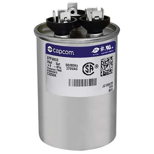 GE Genteq Capacitor round 25/5 uf MFD 370 volt 97F9803, 25 + 5 MFD at 370 volts