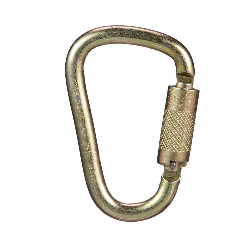 MSA - 10089207 1" Auto-Locking Steel Carabiner, Bare Aluminum 1-Inch Gate Opening