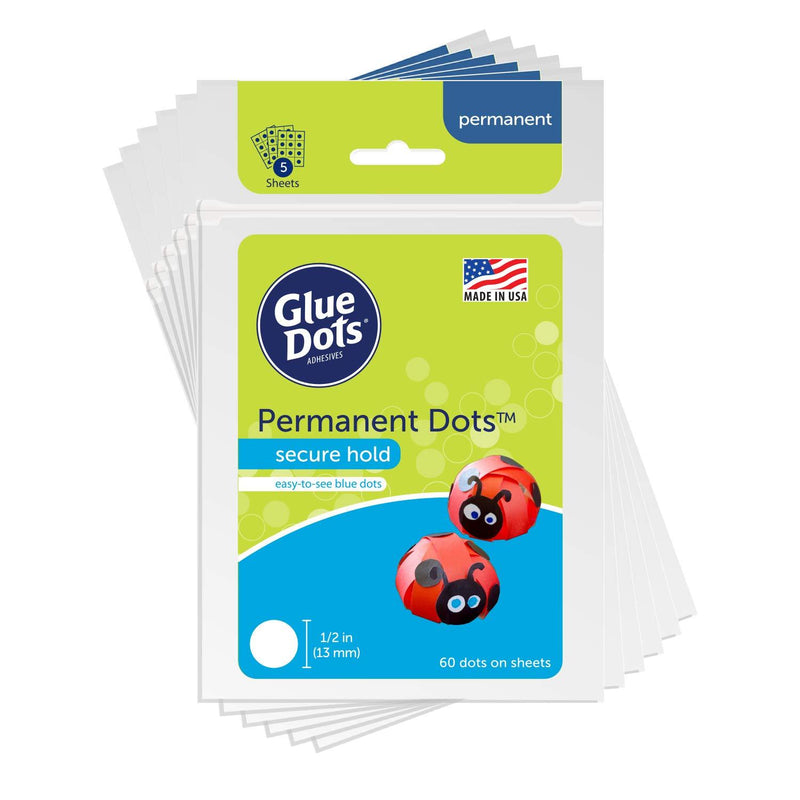 Glue Dots Double-Sided Permanent Dots, 6 Pack, 1/2'', Blue Tint, Pack of 360 (OF111PERM-AMZ)