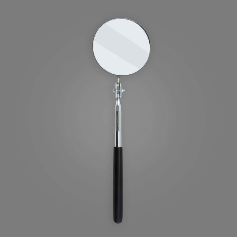 Ullman Devices S-2 Circular Telescoping Mirror with Heavy Duty Vinyl Grip, 3-1/4" Diameter, 11" to 15" Extended Handle Length