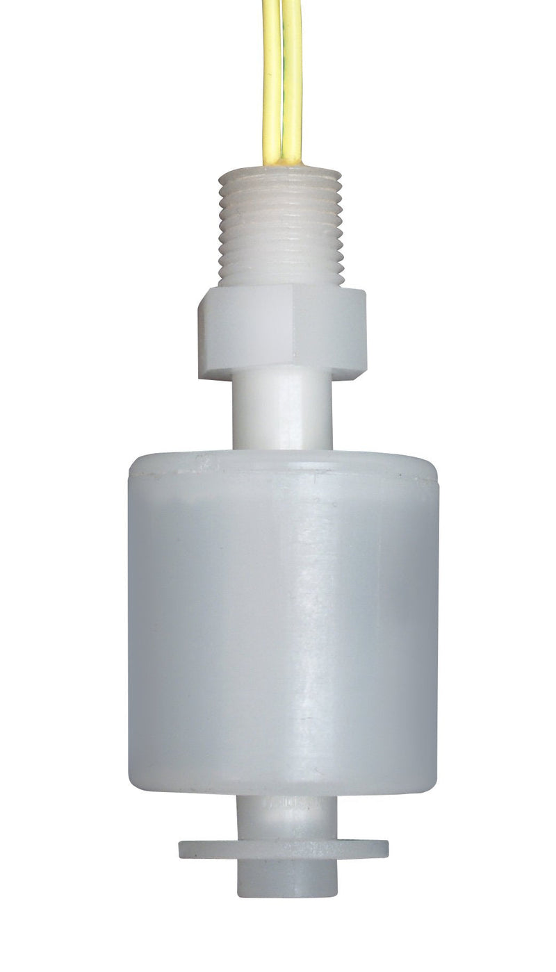 Madison M9000 Plastic Miniature Liquid Level Float Switch with Kynar Stem, 30 VA SPST, 1/8" NPT Male, 15 psig Pressure