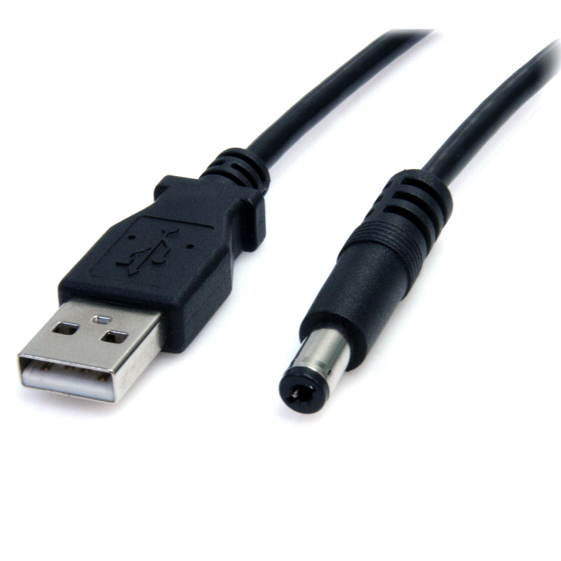 StarTech.com 2m USB to Type M Barrel Cable - USB to 5.5mm 5V DC Cable - USB to Barrel Jack 5V DC Plug (USB2TYPEM2M) Black 6 ft / 2m