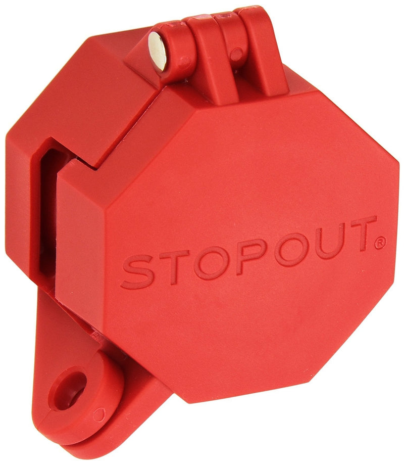 Accuform Signs KDD477 STOPOUT Trailer-Lock Glad Hand Lockout, Blocks Access To Air Line Connection, Plastic With Zinc-Coated Steel Hinge Pin, Red