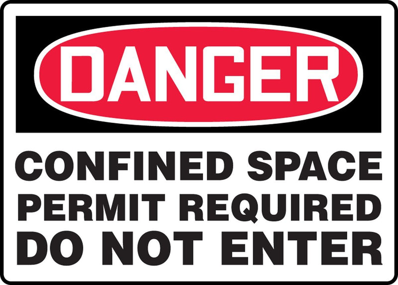 Accuform MCSP122VS Adhesive Vinyl Safety Sign, Legend"Danger CONFINED Space Permit Required DO NOT Enter", 7" Length x 10" Width x 0.004" Thickness, Red/Black on White 7" x 10"