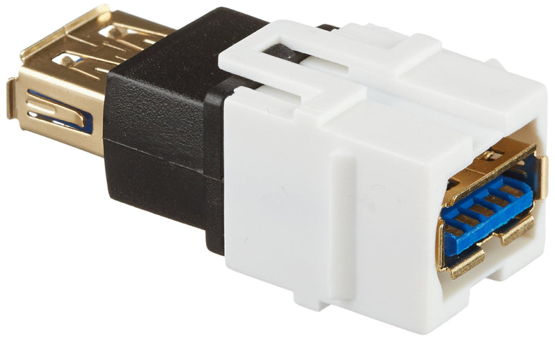 Monoprice 107836 Keystone Jack-USB 3.0 A Female to A Female Coupler Adapter Flush Type, White