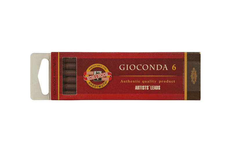 Koh-i-Noor Gioconda Artists' Leads for Lead Holders, Light Brown Sepia, 5.6mm x 80mm, Box of 6 (FA5353BRO)