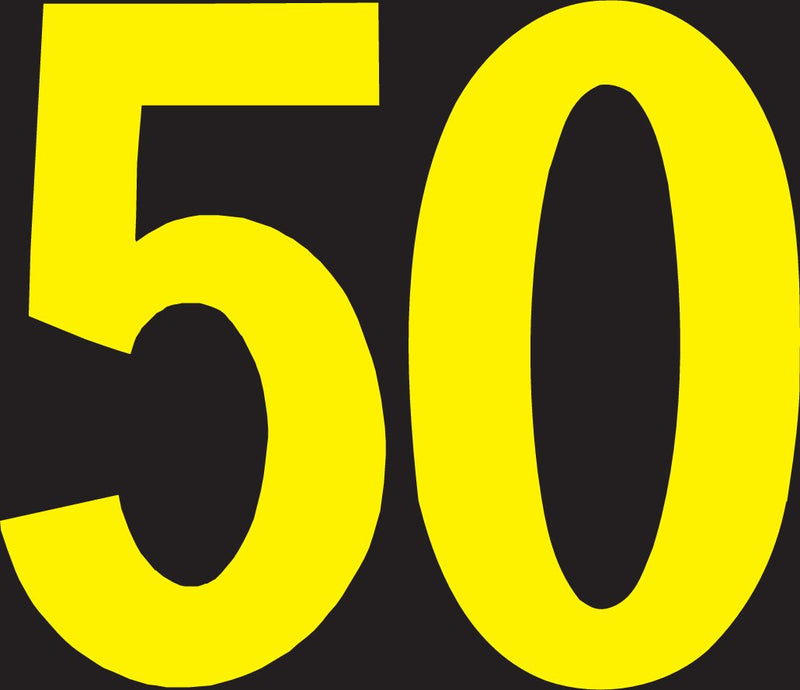 Brady 50015, Preprinted Kva Marker , 2 7/8" Height x 4 3/4" Width, Yellow on Black, Legend "50" (25 per Package)