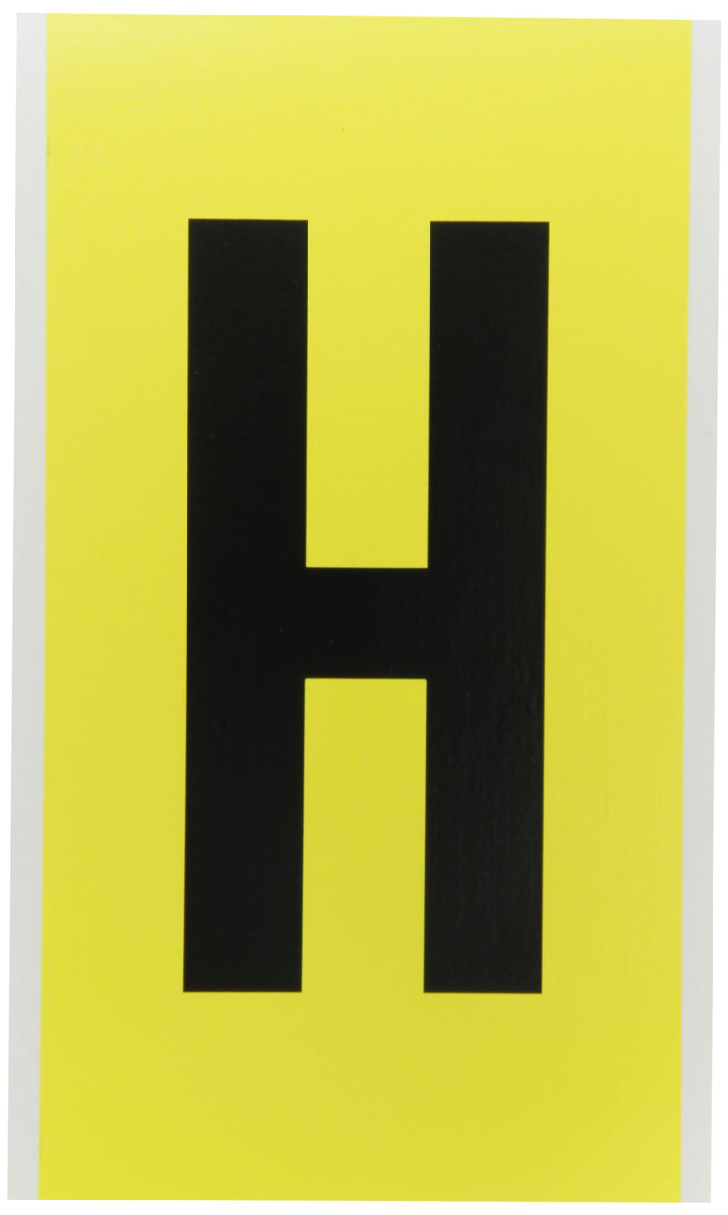 Brady 3470-H, 34 Series Number & Letter Card, 9" Height x 5" Width, Black on Yellow, Legend "H" (1 per Order)