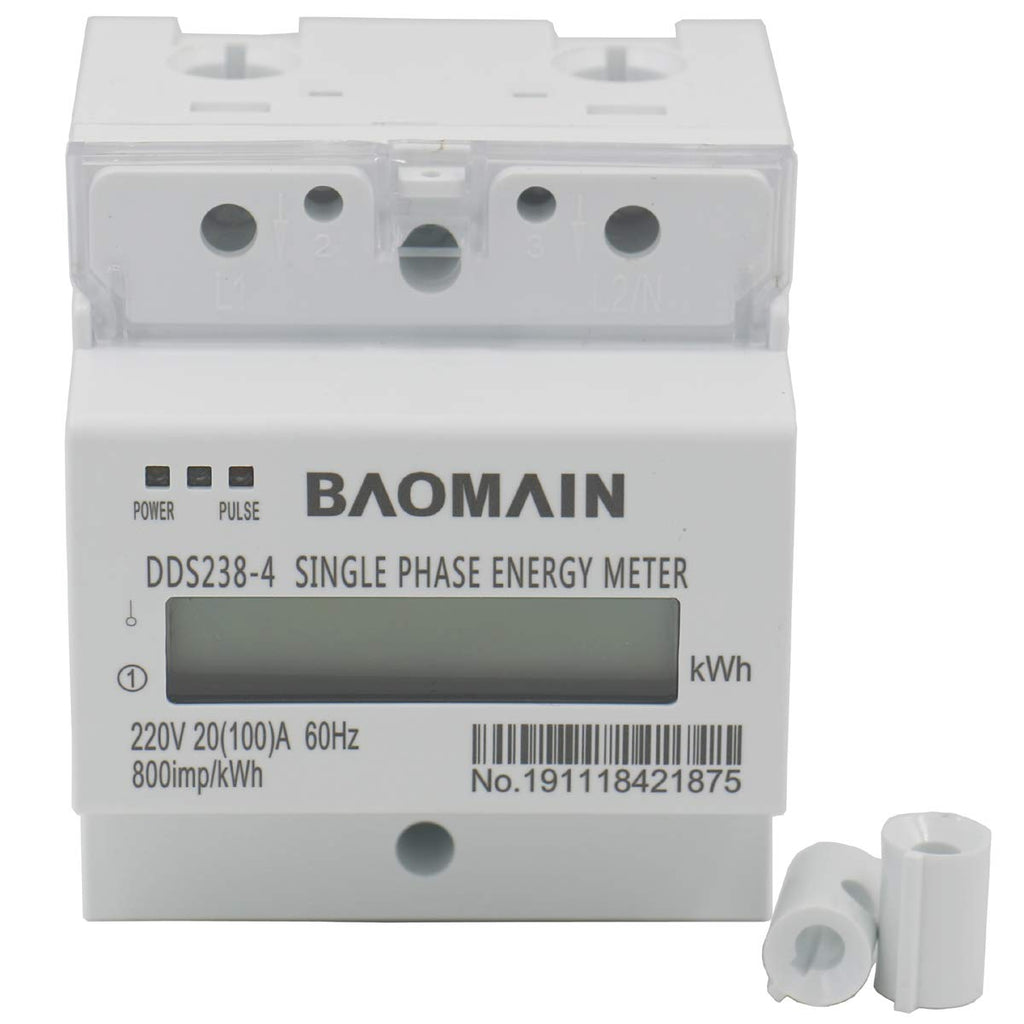 Baomain Single Phase DIN-rail Type Kilowatt Hour kwh Meter 220V 60Hz 20 (100) A