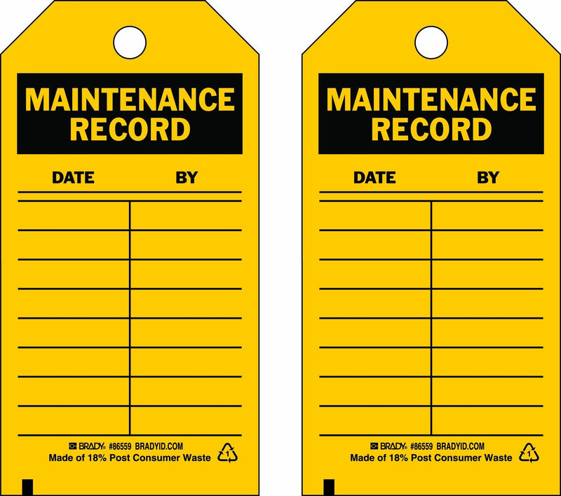 Brady 86445 5 3/4" Height x 3" Width, Heavy Duty Polyester (B-837), Black on Yellow Inspection & Material Control Tags (10 Tags)
