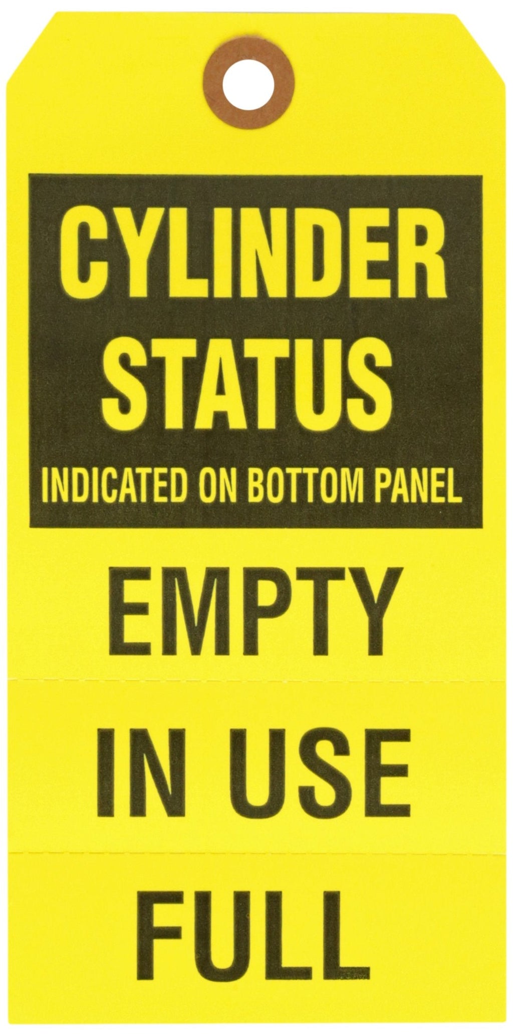 Brady 103669 6 1/4" Height x 3 1/8" Width, Cardstock, Black on Yellow Gas Cylinder Status Tags (25 Tags)