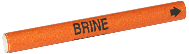 Brady 4304-A Black on Orange, Snap-On Pipe Marker, Legend "Brine"