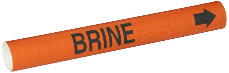 Brady 4304-B Black on Orange, Snap-On Pipe Marker, Legend "Brine"