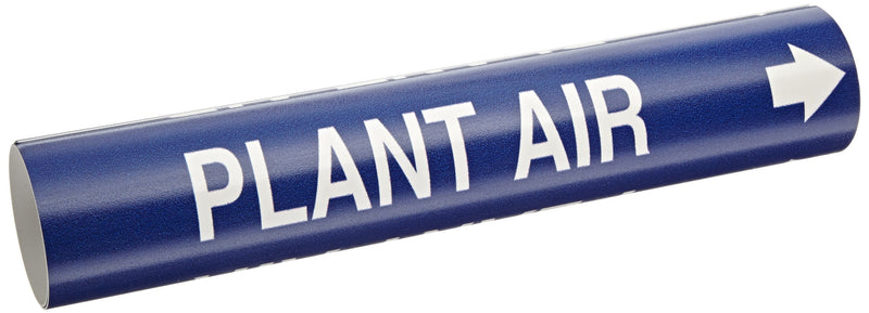 Brady 4353-C White on Blue, Snap-On Pipe Marker, Legend "Plant Air"
