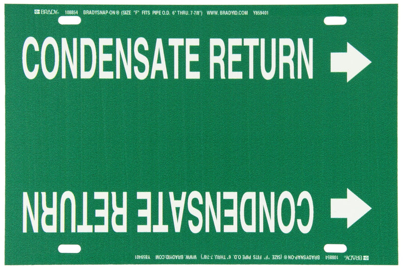 Brady 4314-F White on Green, Strap-On Pipe Marker, Legend "Condensate Return"