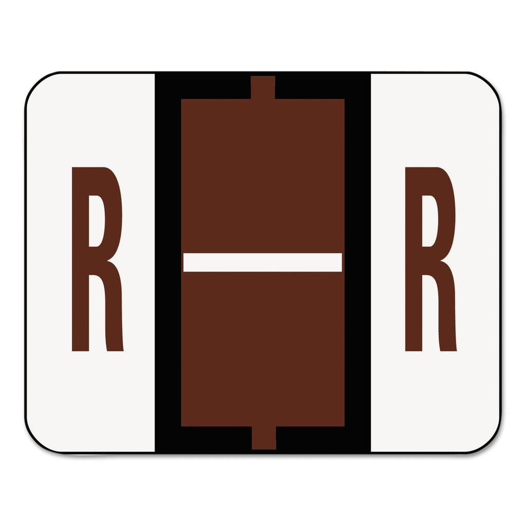 Smead 67088 A-Z Color-Coded Bar-Style End Tab Labels Letter R Brown 500/Roll