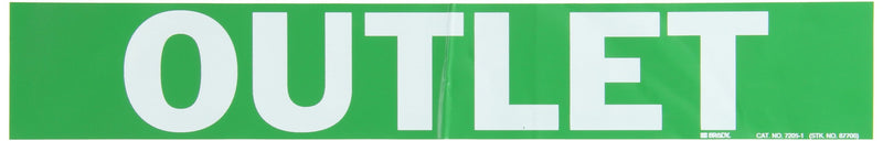 Brady 7205-1 Self-Sticking Vinyl Pipe Marker, B-946, 2 1/4" Height X 14" Width, White On Green Pressure Sensitive Vinyl, Legend "Outlet"