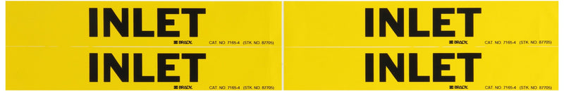 Brady 7165-4 Self-Sticking Vinyl Pipe Marker, B-946, 1 1/8" Height X 7" Width, Black On Yellow Pressure Sensitive Vinyl, Legend "Inlet"