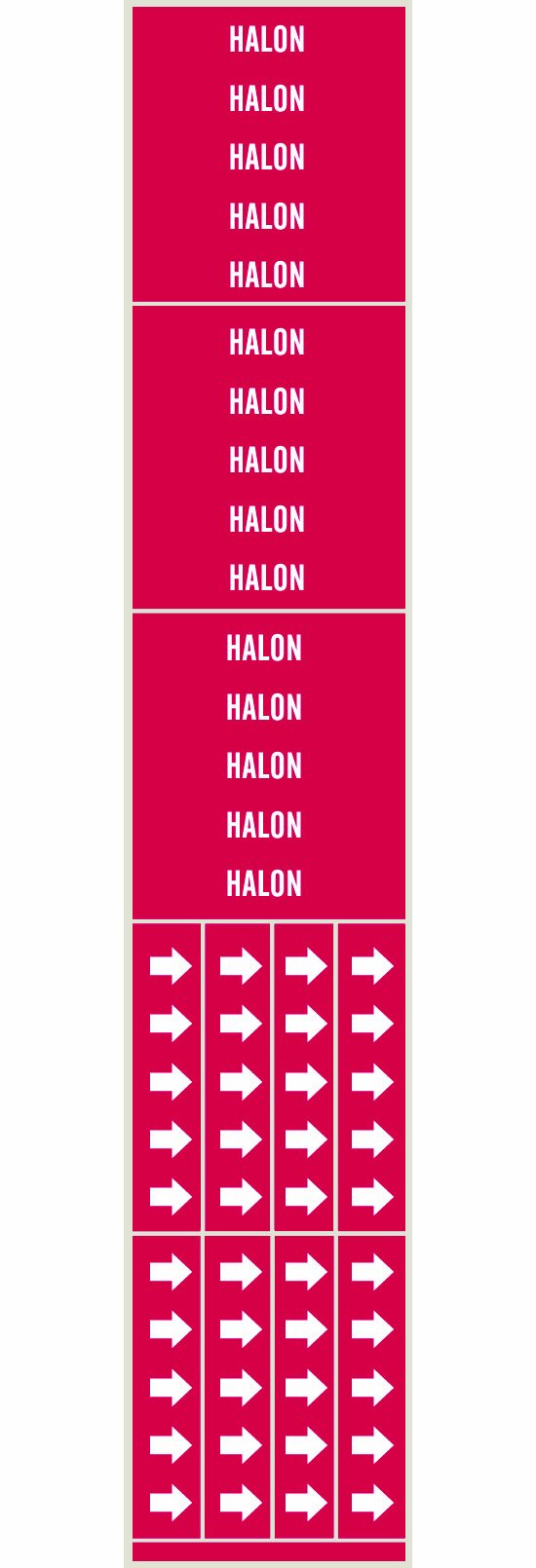 Brady 8788-3C Self-Sticking Vinyl Pipe Marker, B-946, 2 1/4" Height X 2 3/4" Width, White On Red Pressure Sensitive Vinyl, Legend "Halon"
