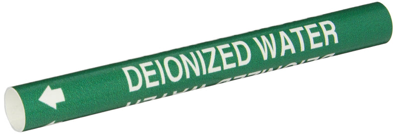 Brady 4046-A Bradysnap-On Pipe Marker, B-915, White On Green Coiled Printed Plastic Sheet, Legend "Deionized Water"
