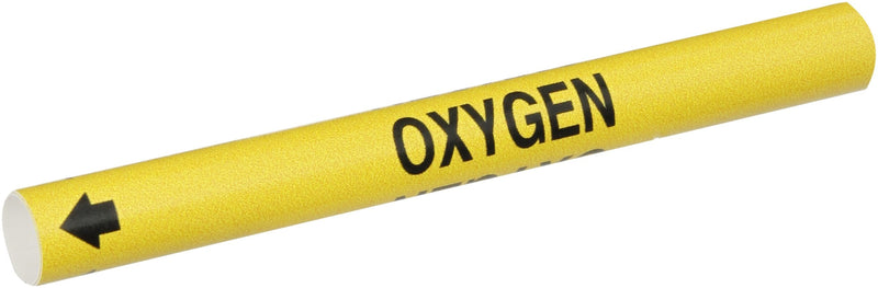Brady 4105-A Bradysnap-On Pipe Marker, B-915, Black On Yellow Coiled Printed Plastic Sheet, Legend "Oxygen"