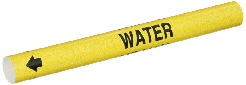 Brady 4154-A Bradysnap-On Pipe Marker, B-915, Black On Yellow Coiled Printed Plastic Sheet, Legend "Water"