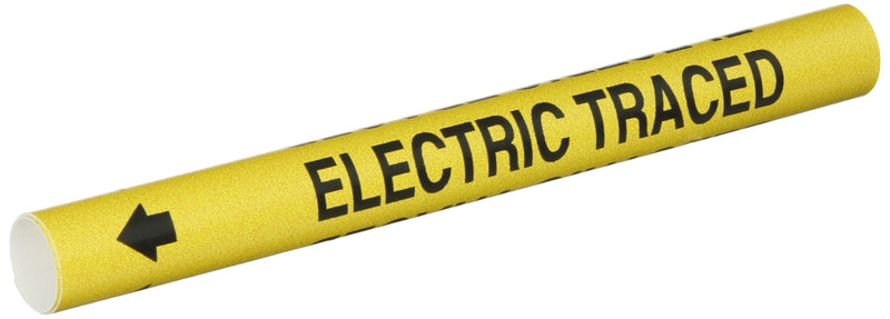 Brady 4179-A Bradysnap-On Pipe Marker, B-915, Black On Yellow Coiled Printed Plastic Sheet, Legend "Electric Traced"