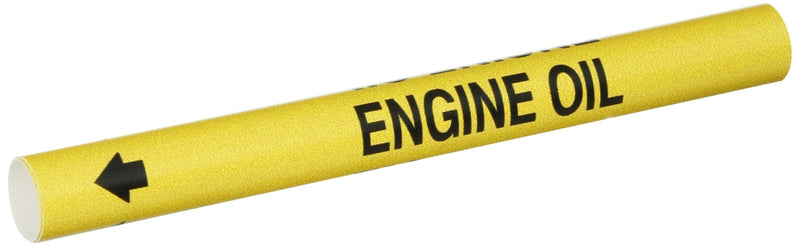 Brady 4180-A Bradysnap-On Pipe Marker, B-915, Black On Yellow Coiled Printed Plastic Sheet, Legend "Engine Oil"