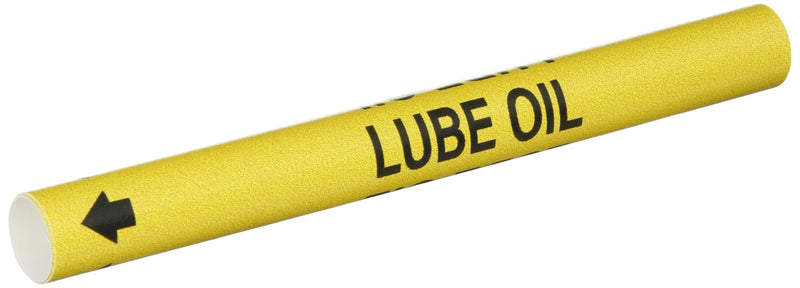 Brady 4244-A Bradysnap-On Pipe Marker, B-915, Black On Yellow Coiled Printed Plastic Sheet, Legend "Lube Oil"