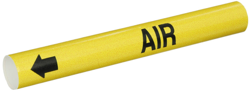 Brady 4003-B Bradysnap-On Pipe Marker, B-915, Black On Yellow Coiled Printed Plastic Sheet, Legend "Air"